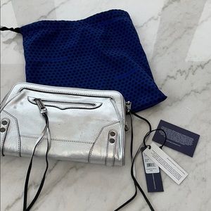 Rebecca minkoff Mason clutch distressed silver